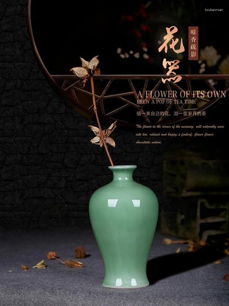 Vases en céramique céladon, Arrangement de fleurs, petit Vase, mobilier de Style chinois moderne, décoration de salon