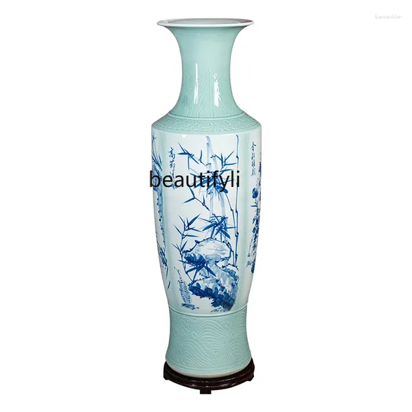 Jarrones Ceramic Chino Piso chino Barrero grande Pintados a mano y adornos decorativos EL