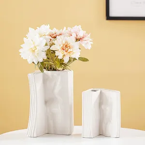 Vases en céramique visage livre vase ornements salon chambre corps humain fleur arrangement conteneur décoration de la maison accessoires