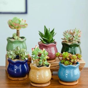 Jarrones Ceramic Flower Pot Suculento Desktop Mini Planta en maceta