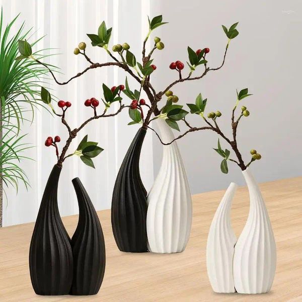 Vases en céramique Vase à fleurs décorative avec design moderne style minimaliste finition brillante étagère rustique décor de la maison