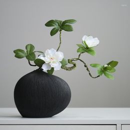 Vases Vase à fleurs en céramique blanc noir salon Simple créatif luxe moderne grande Table à manger nordique décor esthétique