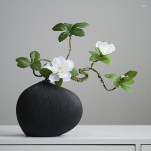 Vazen Keramiek Bloemenvaas Wit Zwart Woonkamer Eenvoudig Creatief Luxe Modern Grote Nordic Eettafel Esthetisch Decor