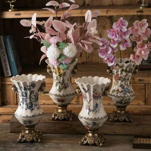 Vases en céramique fleurs Vase fleur arrangeur bouteilles décoration de la maison créative européenne grand rétro glace fissure plante conteneur
