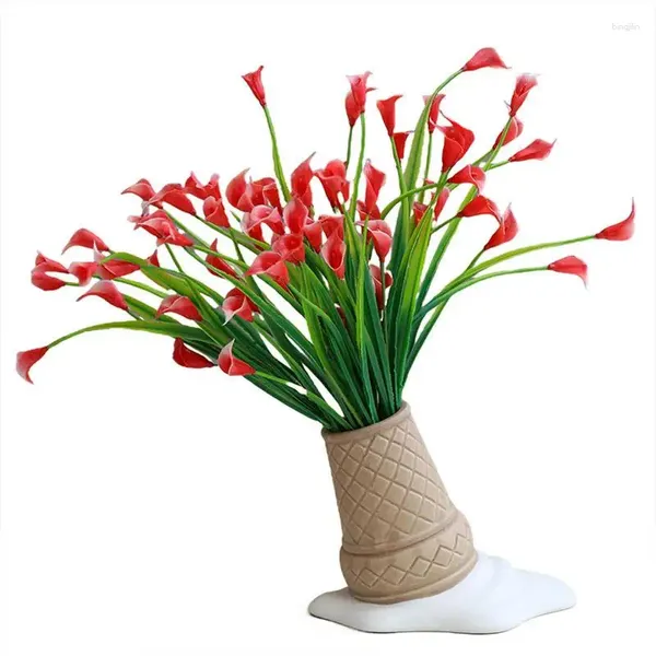 Vases Céramique pour décor Inversé Cone de crème glacée décoration décoration décoration de fleur réaliste
