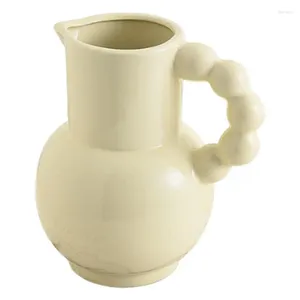 Vases Céramique pour les fleurs Vase Vase Vase Rustic Milk Poud à poignée Pot d'eau / fleur sèche Décor minimaliste salon