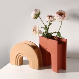 Vazen keramische geometrische bloembeeldjes Noordse boog voor potten planten vaas moderne tafel kunst woonkamer decoratie kerstcadeaus