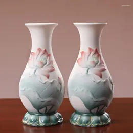 Vases en céramique vase de lotus pour la rime de Bouddha décoration de bureau ménage Avalokitesvara Bodhisattva Bouteille Clean Eau