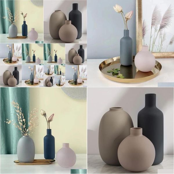 Vases en céramique moderne ferme vase neutre petit pour table salon étagère bibliothèque livraison directe maison jardin décor otzfa