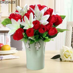 Vases Céramique moderne minimaliste vase de fleurs créatives salon tv décoration tulip vert séché