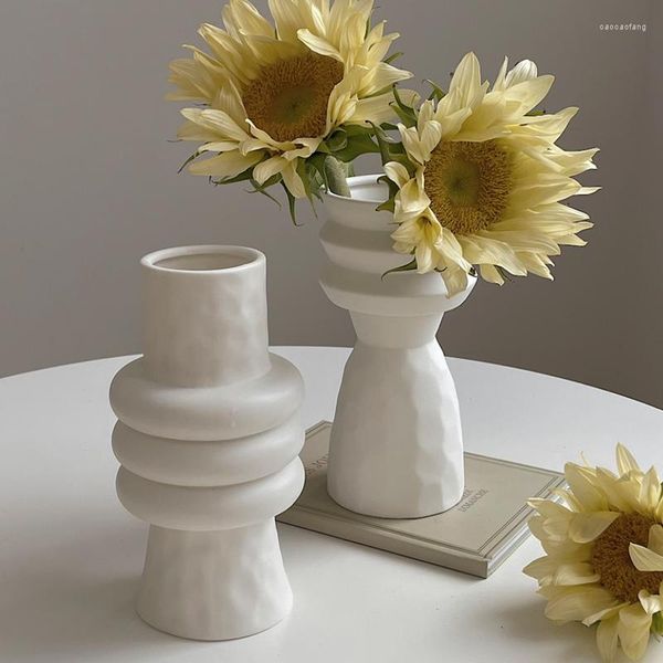 Vases en céramique moderne vase blanc salon créatif art de luxe géométrique nordique fleur design bureau jarrones décoration de la maison