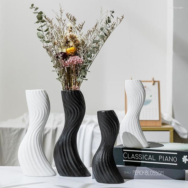 Vases Vase en céramique Art nordique créatif salon décoration table séchée arrangement de fleurs décorations de meuble TV