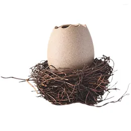 Jarrones Jarrón de cerámica Bisque hidropónico decorativo avestruz cáscara de huevo nido de pájaro plantador el hogar