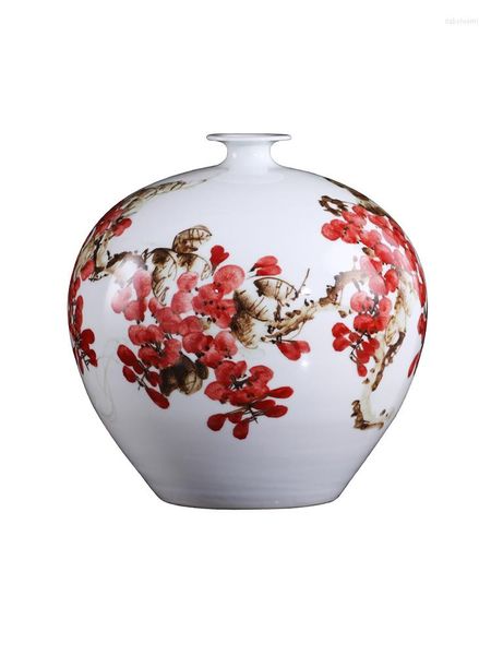 Vases Vase En Céramique Décoration Célèbre Peint À La Main Ziqi Donglai Arrangement De Fleurs Moderne Style Chinois Décorations De Salon