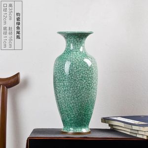 Vazen keramische vaasdecoratie woonkamer bloemstukken arrangement Chinese thuisvloer grote antieke jun porseleinen fles