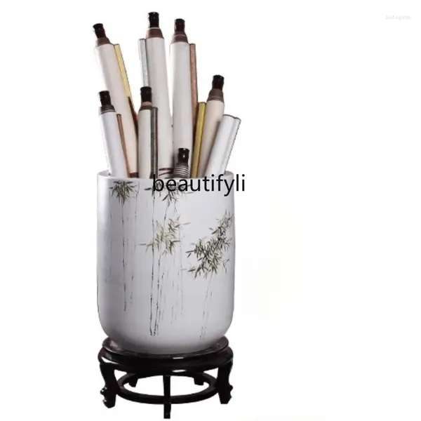 Vases en céramique Vase Decoration Peinture et Calligraphie Bodet Jar PEINTÉ Étude créative Scroll Bamboo