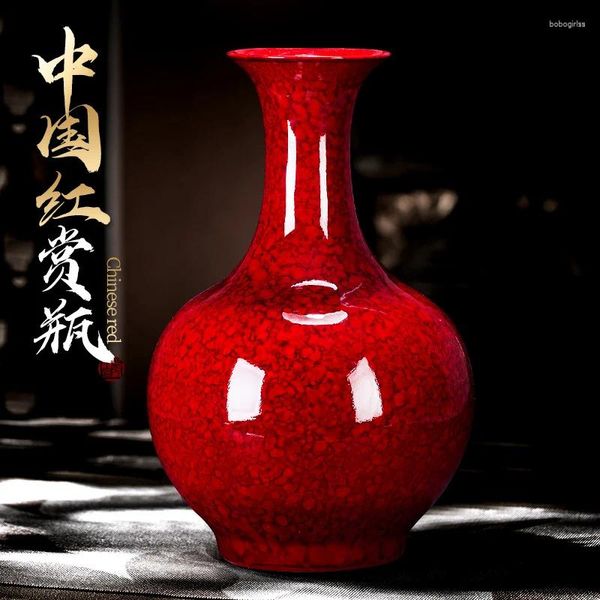 Vases Cerramic Vase Flower Arrangement de style chinois Living Room TV Cabinet décoration Porcelaine Red Decorating