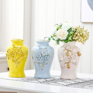 Vases Vase En Céramique Ménage Motifs Floraux Pot De Jardin Conteneur De Fleurs Décor De Bureau Pour Salon Chambre