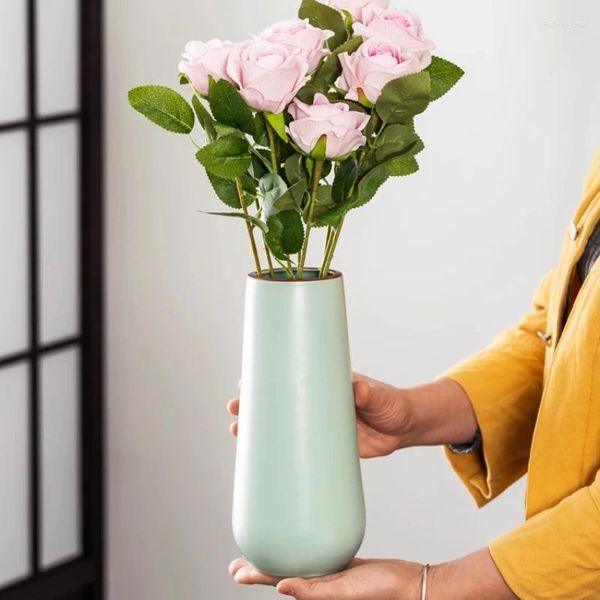 Vases en céramique Vase salon Ru-Porcelain Couleur solide Arrangement de fleurs décoration Ornements Artisanat Jarrones Vaas