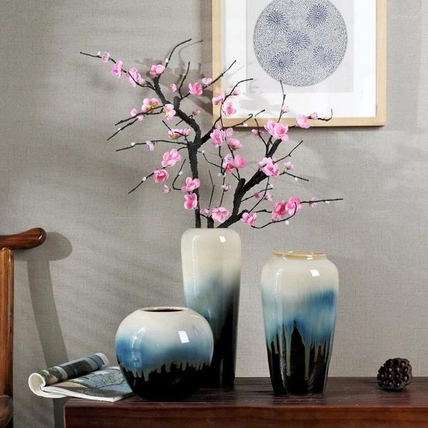 Vases Vase en céramique Arrangement de fleurs chinoises modernes Ornements du salon décoration séchée Porcelaine TV Cabinet