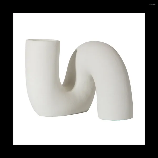 Vases Vase en céramique moderne minimaliste tube forme pots de fleurs nordiques pour la décoration intérieure A