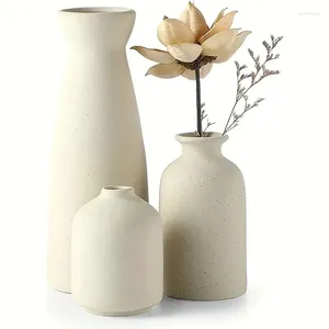 Vases en céramique Vase Ensemble de 3 fleurs pour décoration intérieure rustique Table d'étagère de salon de ferme moderne