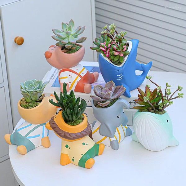 Vases Céramique Baleine Pot De Fleurs Créatif Joli Pot Succulent Décoratif Animal Planteur Ornement De Bureau Pots De Plantes D'intérieur Décor À La Maison