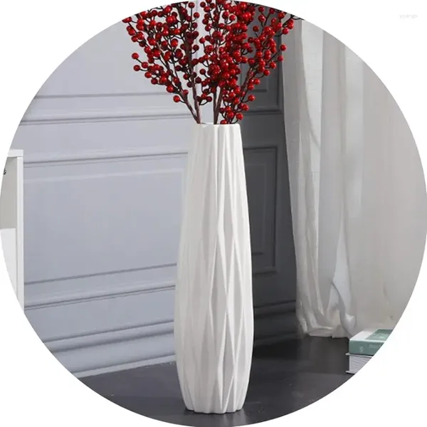 Vases en céramique blanc vase de plancher grand 28 pouces grande fleur moderne pour le salon de la ferme maison de bureau
