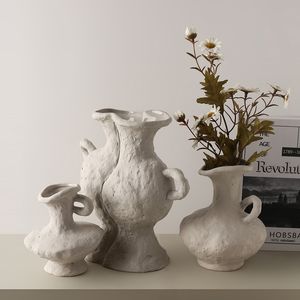 Vases En Céramique Blanc Vases Hydroponique Style Scandinave Simple Pot De Fleur Table Accessoires Salle De Bains Esthétique Chambre Décor Décoration 221126