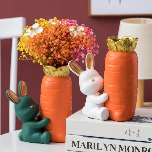 Vases Enfants's Modern Abstract Carrot Animal Desktop Vase Decoration Cartoon Carton Crafts Cute Alien Room