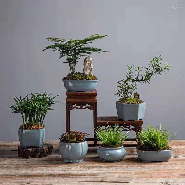 Jarrones China Yixing Flower Flower Alabaster Mini GE GE Celadon Decoración del hogar Vase de escritorio Planta Verde