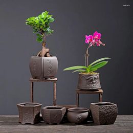 Vases China Yixing Vintage Brepwant Greenery Planter Decoration Home Decoration Cameo Vase Ornement Makata Bonsai Pot