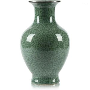Vases Vaste de fissure de glace ancrée en céramique chinois Glaze de fissure de glace grande en porcelaine de porcelaine Vase pour décoration domestique (vert)