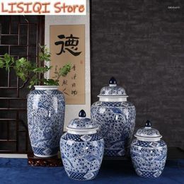 Vases chinois Classical Ceramic Decorative Jar General Peeted Porcelain Flower Vase Vase Storage Artisanat Decoration