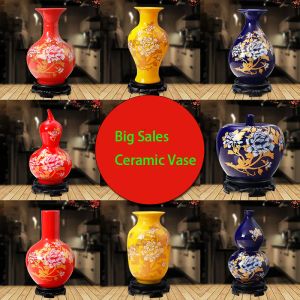 Vases Chinois Coloré Vase En Céramique Figurines Ameublement Décoration Artisanat Fengshui Accessoires Bureau Chambre Ornements De Bureau Art