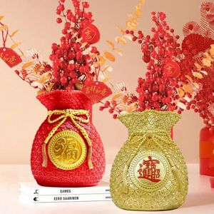 Vazen Chinese bloemenvaas Planter Pot Geldzak Fortune Lucky Decorations for Party Wedding Living Room Decor Gift Dorm Year