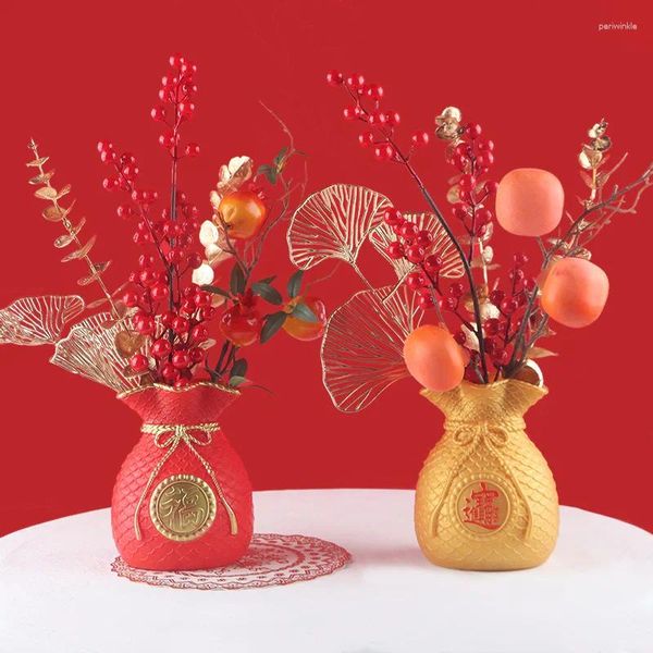 Vases Chinois Vase De Fleur Planteur Pot Forme Fortune Chanceux Décorations Accent Pour La Fête De Mariage Salon Décor Cadeau