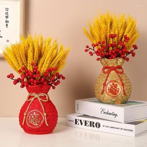 Vases Chinois Fu Fleur Vase Résine Pot Décor De Bureau Fournitures Pour L'année Dîner Romantique Table À Manger Décoration Goutte