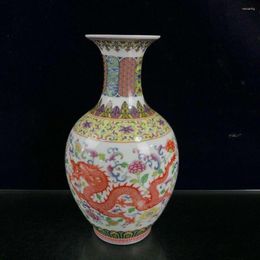 Vases Chinois Ancien Porcelaine Pastel Émail Coloré Dragon Et Phénix Vase Motif