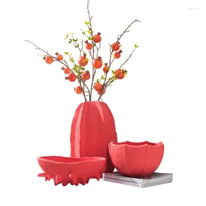 Vases chinois rouge céramique modélisation de maison de maison de maison de vente de maison de fleur art artisanat ornements