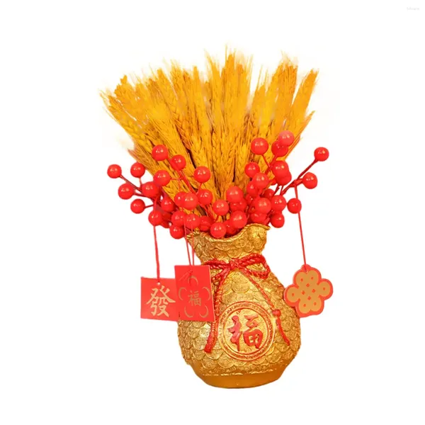 Jarrones Chinos Festival de Primavera Monedero Florero Feng Shui Adorno Bolsa de La Fortuna Decoración del Hogar Colección Creativa Floral para Escritorio