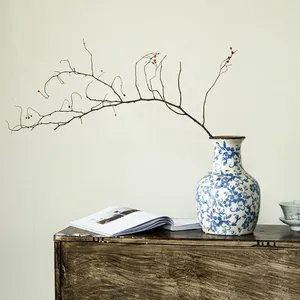 Vases de style chinois Bleu et blanc en porcelaine arrangement de fleurs de vase Salon Retro Ice Crack Decoration Fense de gamme
