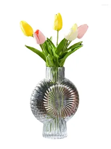 Jarrones de estilo chino, jarrón de cristal personalizado, decoración de arte acuático transparente, flores de salón, contenedor de flores, luz de lujo