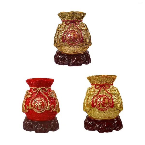 Vases Année chinoise Feng Shui Sac de bénédiction Vase Décor Pot de jardinière décoratif à la main pour jardin extérieur intérieur polyvalent