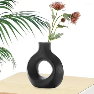 Jarrones Florero circular para centros de mesa Mesa moderna Cerámica Minimalista Decoración del hogar Mesa de cena Elegante Flor Vacaciones