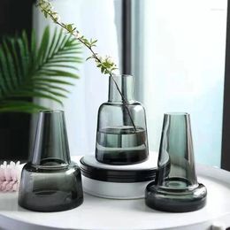 Vases classiques créatives en verre vase haut de gamme de qualité graminée noire transparent maison déco réactif bouteille de bouteille en gros