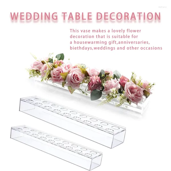 Vases Vaste en acrylique Vase rectangulaire à fleurs pour table à manger Décoration de mariage Boîte cadeau en rose avec une pièce maîtresse légère décoration intérieure