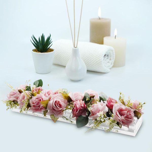 Vases Clear Acrylique Flower Vase Container Holder pour la décoration de bureau