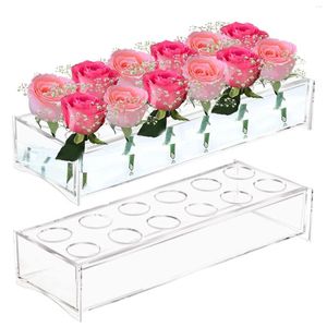 Vases clair acrylique fleur vase rectangulaire pièce maîtresse florale pour table à manger fête maison mariage centres de table décor