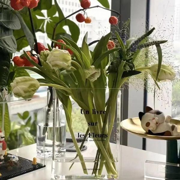 Vases Clear Acrylique Vase Livre Design Fleur Esthétique Pour La Maison Décor De Bureau Unique Cadeau Amoureux